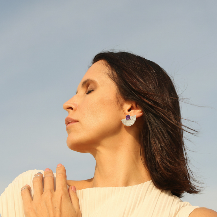 Серьги Равновесие с аметистом