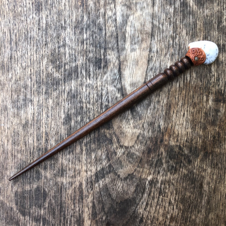 Деревянная заколка - шпилька с древесным агатом (дендрит) 1
