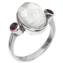Кольцо Дзен с необработанным лунным камнем и гранатами
