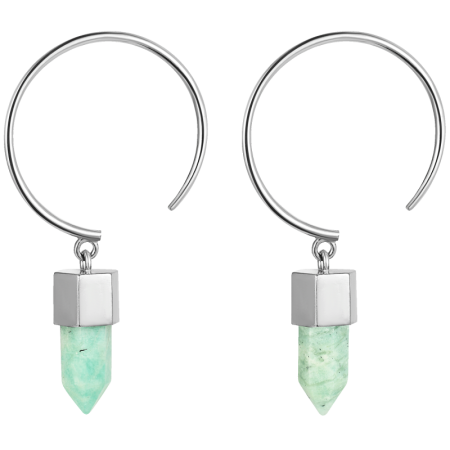 Серьги - кольца Маятник с амазонитом