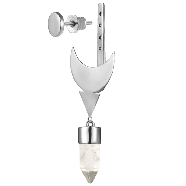 Моносерьга-джекет трансформер Луна с горным хрусталем