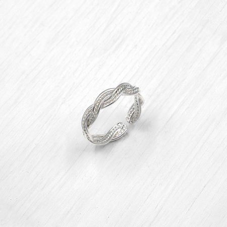 Серебряное кольцо на ногу "Коса нарядная"