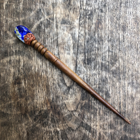 Заколка - шпилька с лазуритом (ляпис-лазурь) овал