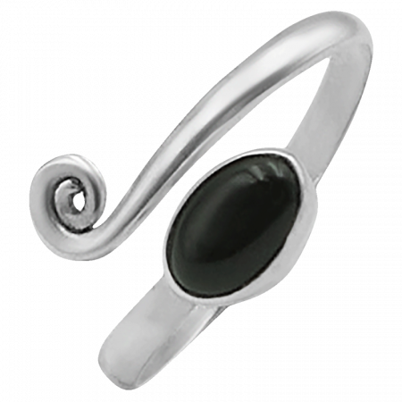 Серебряное кольцо на ногу с черным ониксом