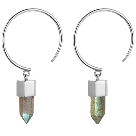 Серьги - кольца Маятник с лабрадоритом