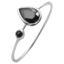 Тонкое кольцо с каплей черного оникса
