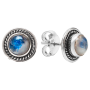 Серьги гвоздики «Этно» с лунным камнем