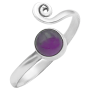 Серебряное кольцо на ногу с круглым аметистом