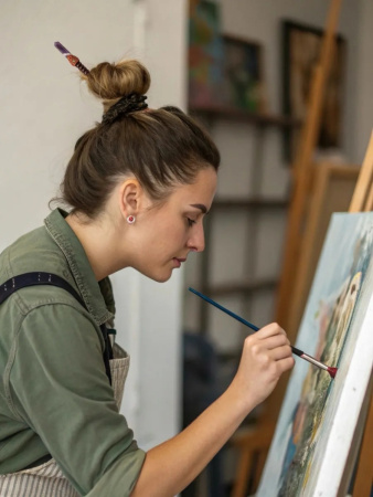 Деревянная заколка - шпилька с кристаллом аметиста