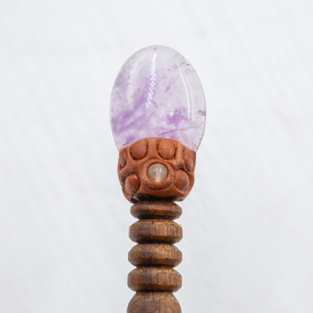 Деревянная заколка - шпилька с аметистом 2