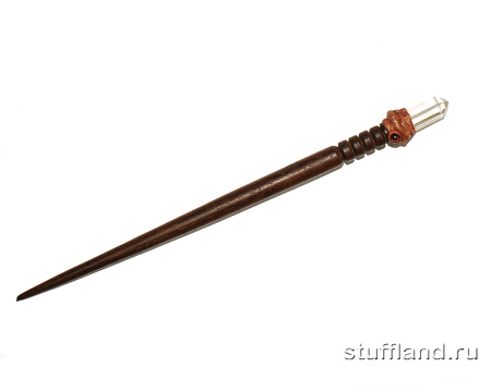 Деревянная заколка - шпилька с горным хрусталем