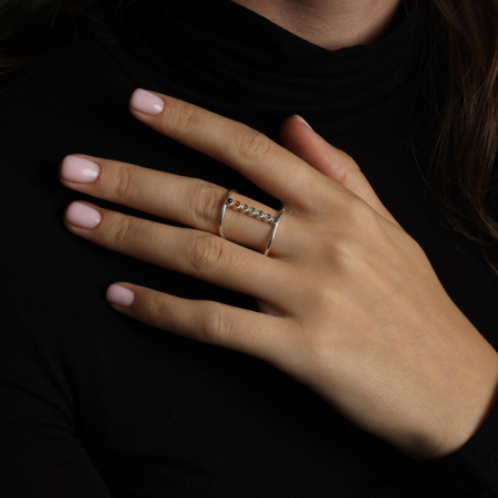 Кольцо 7 чакр с натуральными камнями из серебра