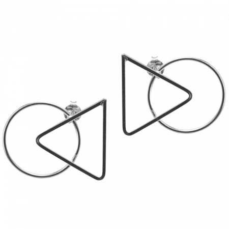 Серьги гвоздики колечко и треугольник «Геометрия»