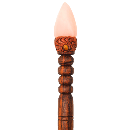 Деревянная заколка - шпилька с розовым кварцем 9