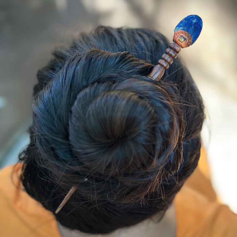 Заколка - шпилька с лазуритом (ляпис-лазурь) овал