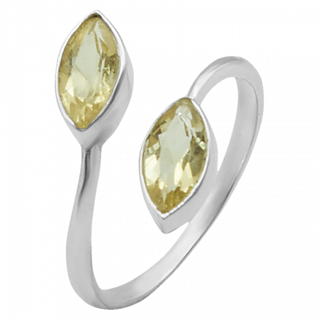 Открытое кольцо с двумя цитринами