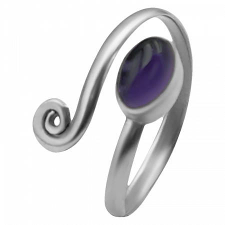 Серебряное кольцо на ногу с аметистом